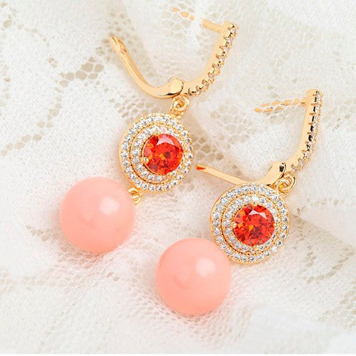 Coral Garnet Dangle Earrings - Enumu