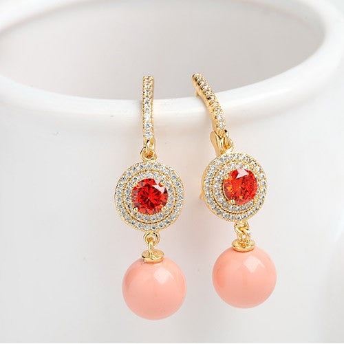 Coral Garnet Dangle Earrings - Enumu