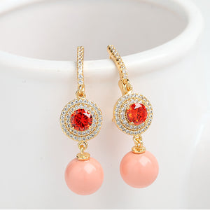 Coral Garnet Dangle Earrings - Enumu