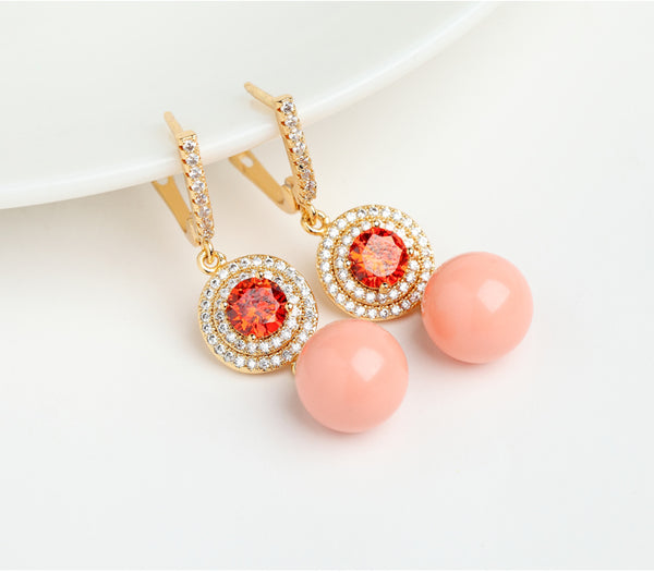 Coral Garnet Dangle Earrings - Enumu