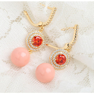 Coral Garnet Dangle Earrings - Enumu