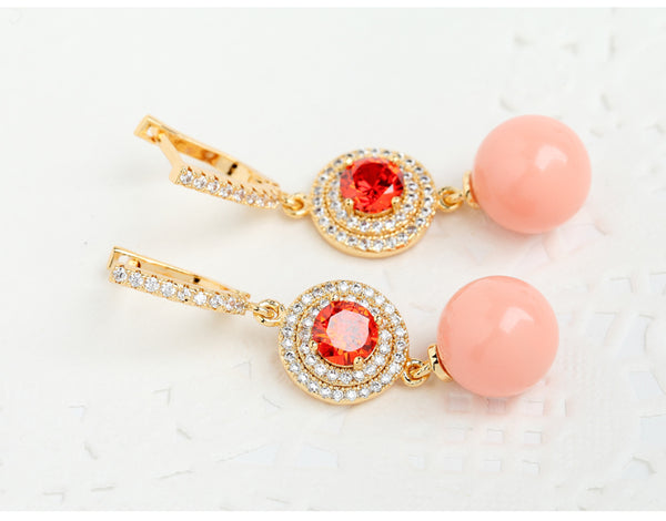 Coral Garnet Dangle Earrings - Enumu