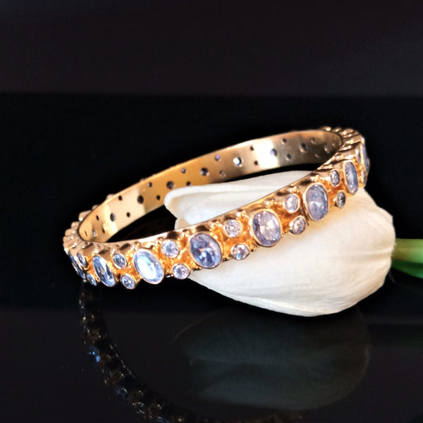 Handmade Pure Silver CZ  Bangle (Size 2-8 - Fits Most people) - Enumu