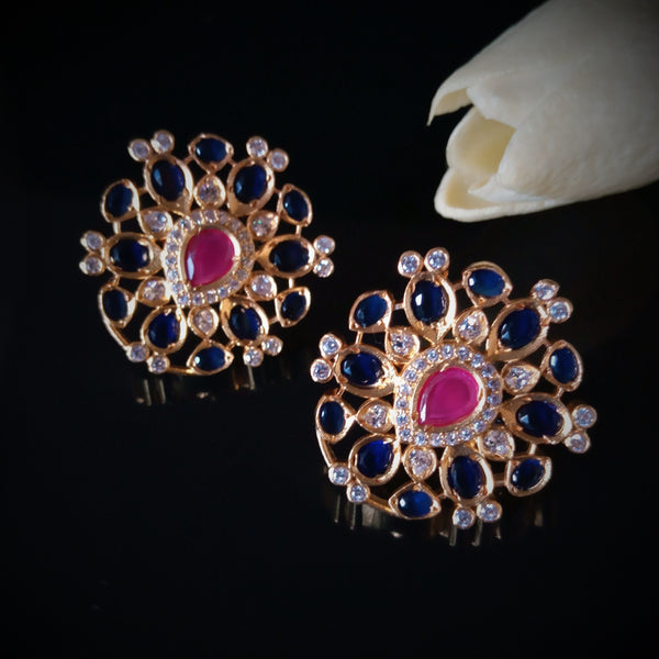 Big Pure Silver Blue/ Red Studs - Enumu