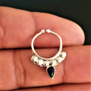 Handmade Pure Silver Blue Nose Pin - Enumu