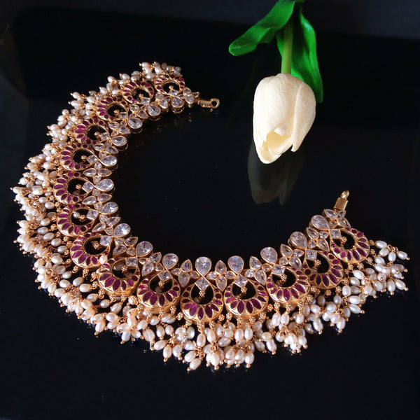 Pure Silver Ruby Guttapusalu Necklace - Enumu