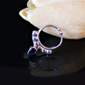 Handmade Pure Silver Blue Nose Pin - Enumu