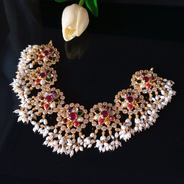Handmade Pure Silver Navratna Guttapusalu Necklace - Enumu