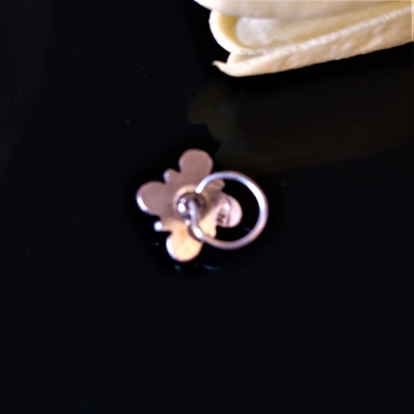 Handmade Pure Silver Amethyst Nose Pin ( Pierced ) - Enumu