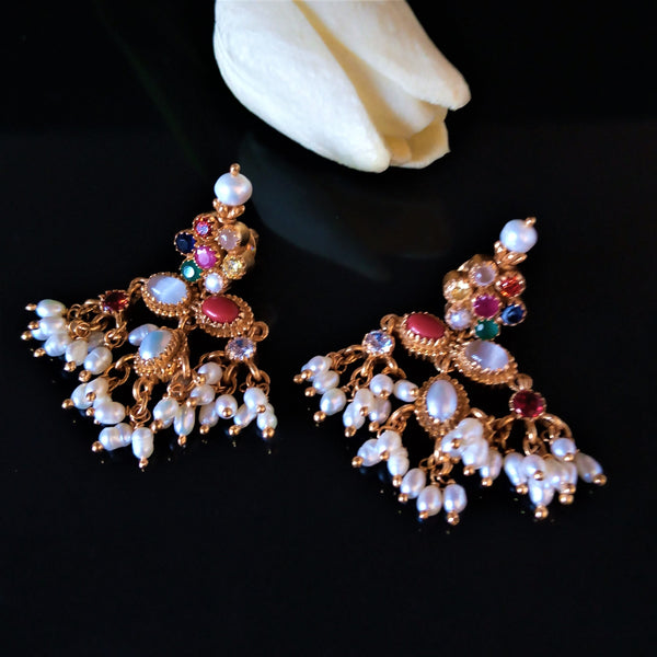 Pure Silver Navratna Guttapusalu Earrings - Enumu