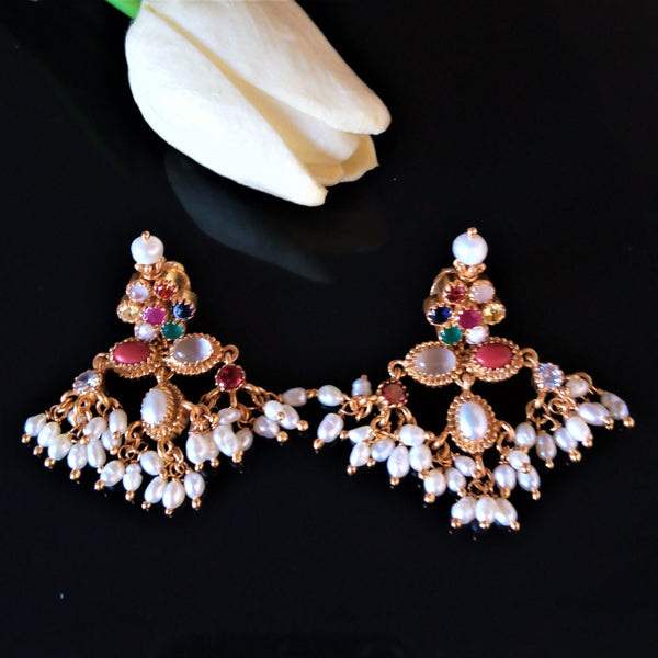 Pure Silver Navratna Guttapusalu Earrings - Enumu