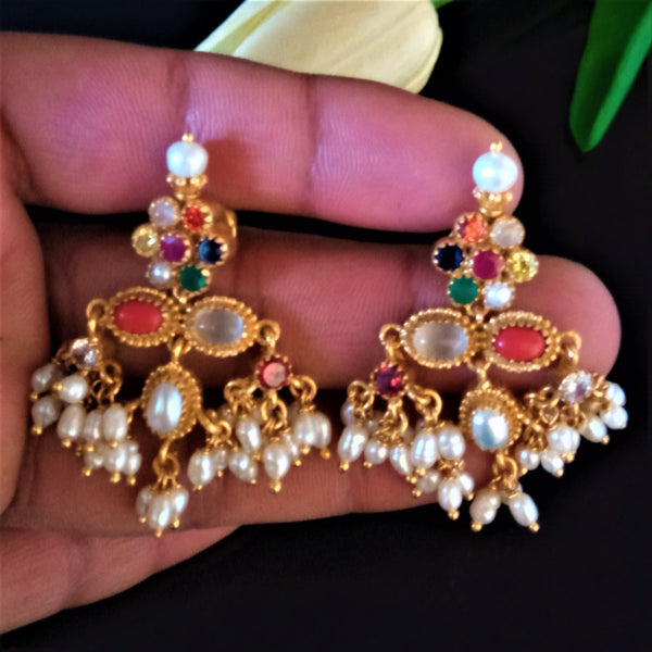 Pure Silver Navratna Guttapusalu Earrings - Enumu