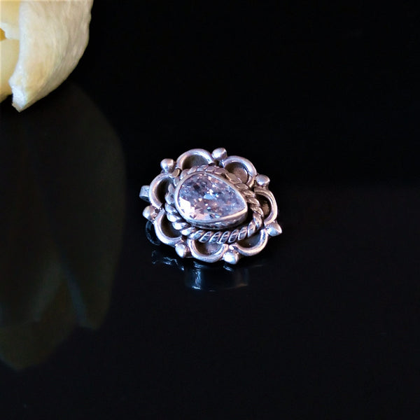 Handmade Pure Silver CZ Nose Pin ( Non - Pierced ) - Enumu
