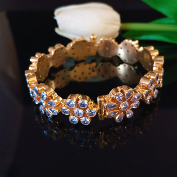 Handmade Pure Silver CZ  Bangle ( Adjustable - Can be opened ) - Enumu