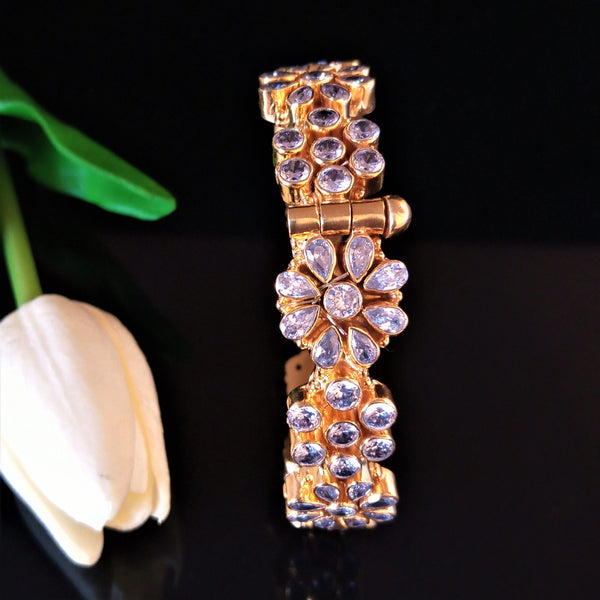 Handmade Pure Silver CZ  Bangle ( Adjustable - Can be opened ) - Enumu