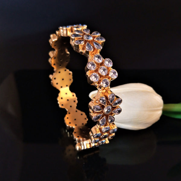 Handmade Pure Silver CZ  Bangle ( Adjustable - Can be opened ) - Enumu