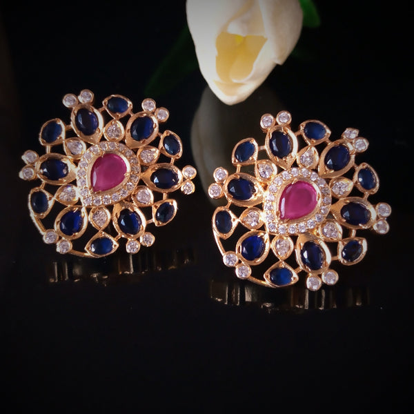 Big Pure Silver Blue/ Red Studs - Enumu