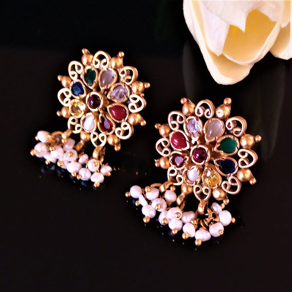 Handmade Pure Silver Navratna Studs - Enumu