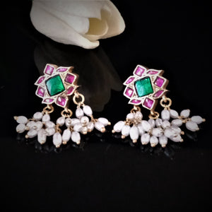 Handmade Pure Silver Kundan Studs - Enumu