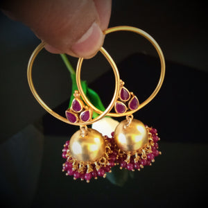 Handmade Pure Silver Red Jhumkas - Enumu