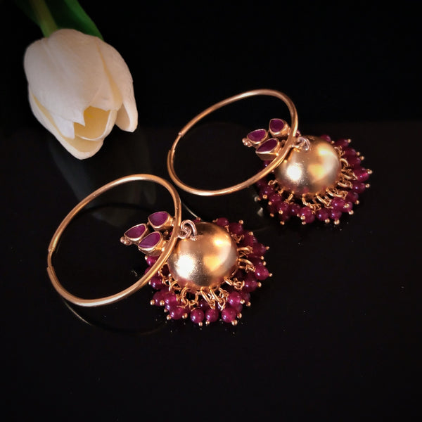 Handmade Pure Silver Red Jhumkas - Enumu