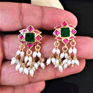 Handmade Pure Silver Kundan Studs - Enumu