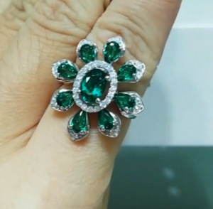 Sterling Silver 92.5 Emerald Ring - Enumu