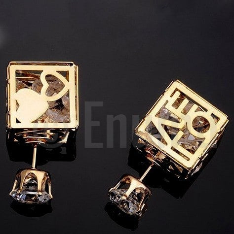 Double Side Love Square and Stud Earrings - Enumu