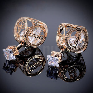Double Side Love CZ Stud Earrings - Enumu