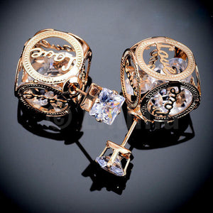 Double Side Love CZ Stud Earrings - Enumu