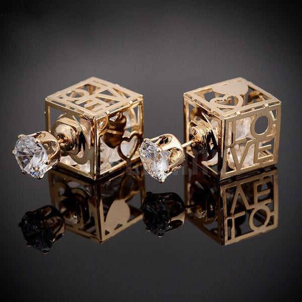 Double Side Love Square and Stud Earrings - Enumu