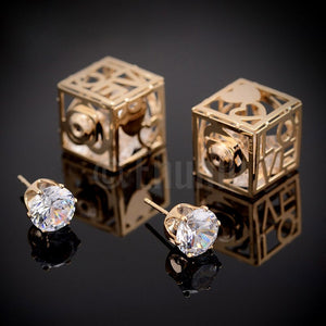 Double Side Love Square and Stud Earrings - Enumu