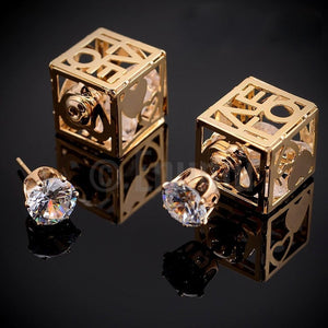 Double Side Love Square and Stud Earrings - Enumu
