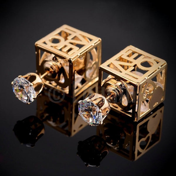 Double Side Love Square and Stud Earrings - Enumu