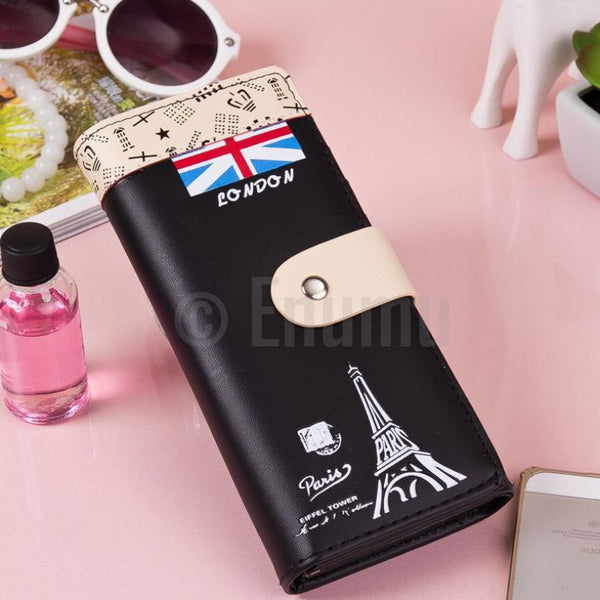 Black London Eiffel Tower Wallet - Enumu