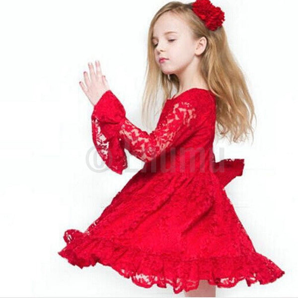 Red Lace Short Dress - Enumu