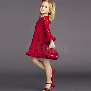 Red Lace Short Dress - Enumu