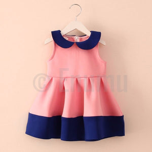 Coral and Navy Blue Dress - Enumu