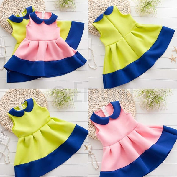 Coral and Navy Blue Dress - Enumu