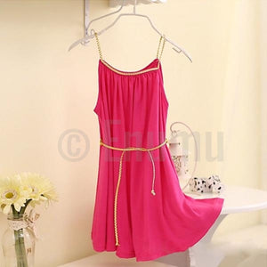 Dark Pink Cotton Dress - Enumu