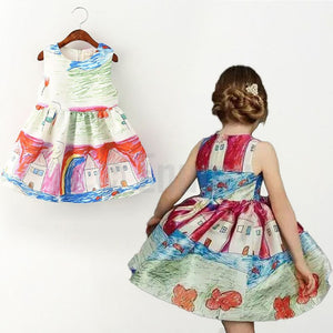 Cartoon paint Baby Girl dress - Enumu