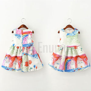 Cartoon paint Baby Girl dress - Enumu