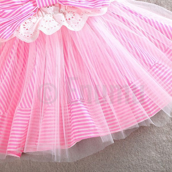 Pink and Bow Net Dress - Enumu