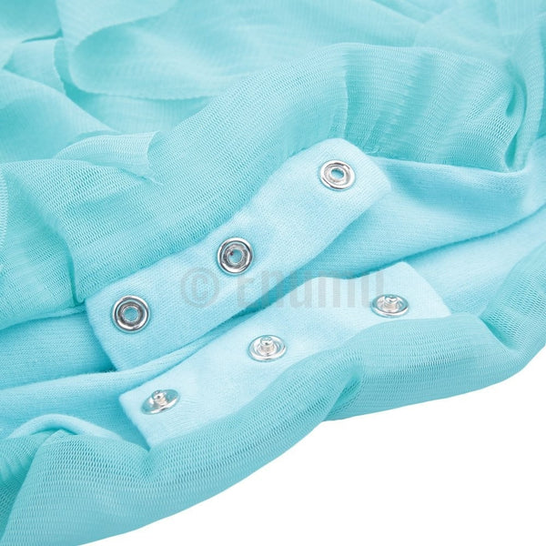 Blue Sleeveless Cotton and Net Dress - Enumu