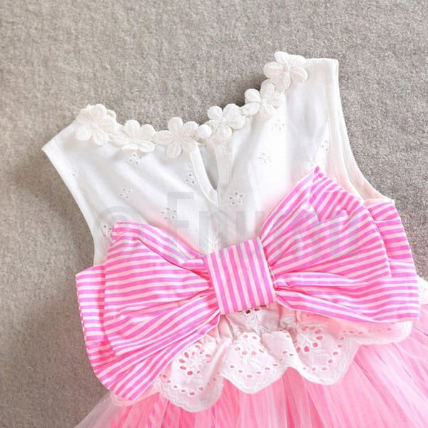 Pink and Bow Net Dress - Enumu