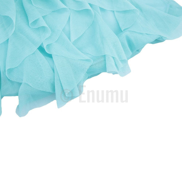 Blue Sleeveless Cotton and Net Dress - Enumu