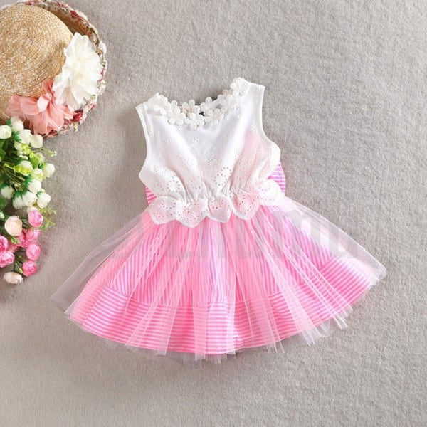 Pink and Bow Net Dress - Enumu