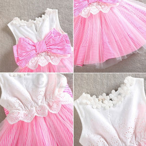 Pink and Bow Net Dress - Enumu