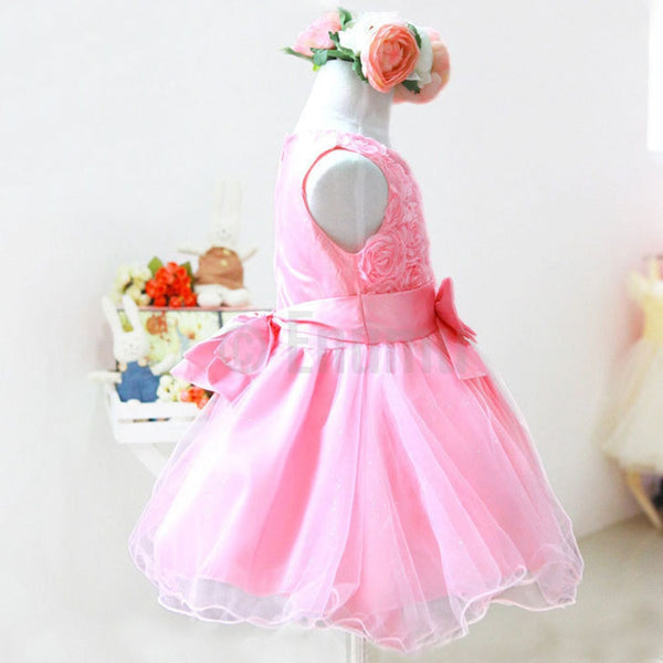 Light Pink Rosette Bow Dress - Enumu