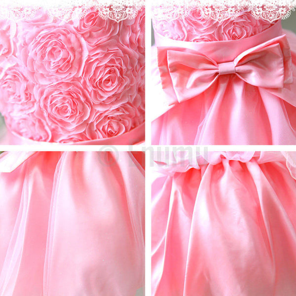 Light Pink Rosette Bow Dress - Enumu